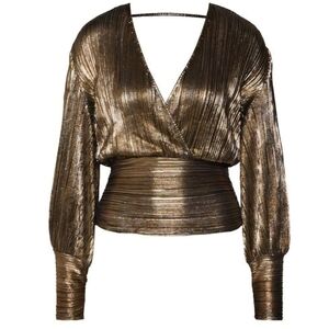 NEW BARDOT Trinity Pleat Blouse in shiny